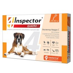 ИНСПЕКТОР Квадро Капли д/собак 25-40 кг, 1 пип I307