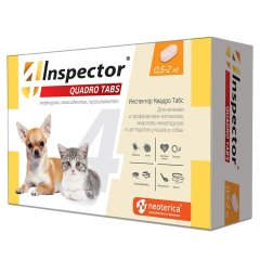 ИНСПЕКТОР Квадро Таблетки для кошек и собак 0,5-2 кг, 4 таб I401