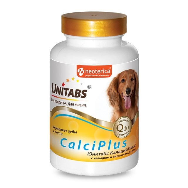 ЮНИТАБС Витамины для собак, 100 таблеток CalciPlus с Q10 U204
