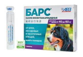 Барс Капли для собак 40-60 кг против блох и клещей, 1 пип*4,02 мл