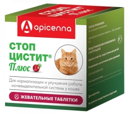 Стоп-Цистит Плюс жевательные таблетки д/кошек, 30*500 мг АПИЦЕННА