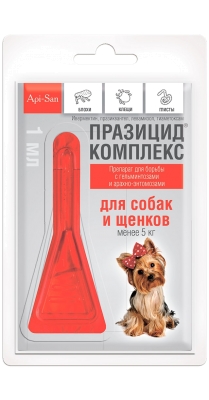 Празицид-комплекс капли на холку д/щенков и собак менее 5кг,1*1мл /упак 10шт/