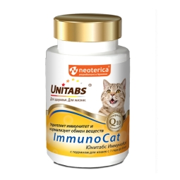 ЮНИТАБС Витамины д/кошек, 120 таб ImmunoCat с Q10 U303 (кор/12 шт)