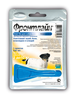 Фронтлайн Спот-ОН для для собак от 2 до 10 кг, S (1 х 0.67 мл)