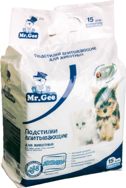 Подстилки впитывающие Mr Gee д/животных на гелевой основе (45х60), 15 шт