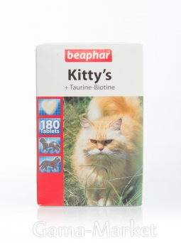 Беафар Витамины KITTYs TAURINE+BIOTIN для кошек 180 таблеток