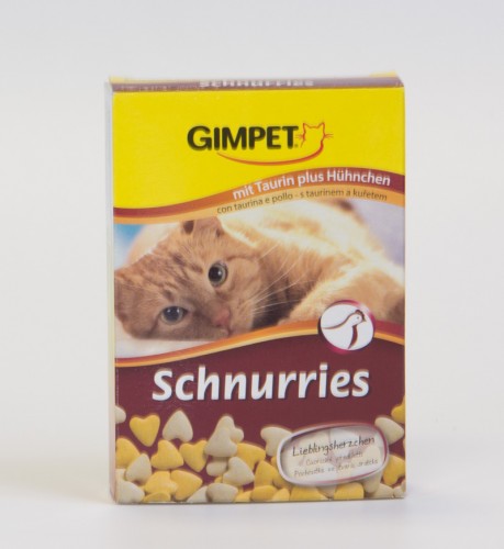 Джимпет витамины д/кошек сердечки Schnurries курица +таурин в 40г