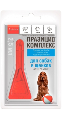 Празицид-комплекс капли на холку д/собак 10-20 кг,1*2.5мл, пипетка /упак 10шт/